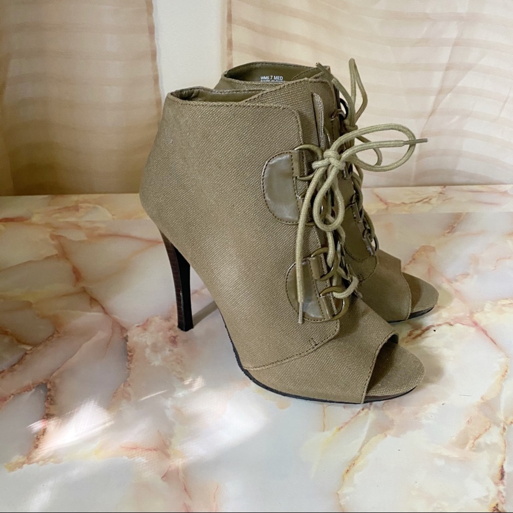 Green Canvas Bootie